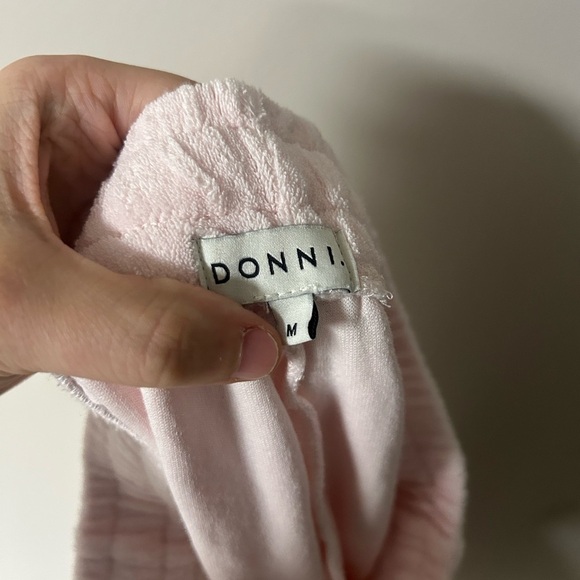 Donni Baby Pink Terry Henley Drawstring Shorts - Picture 4 of 5